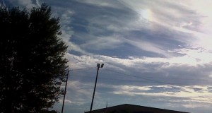 The sun dog was in the sky all the way home.